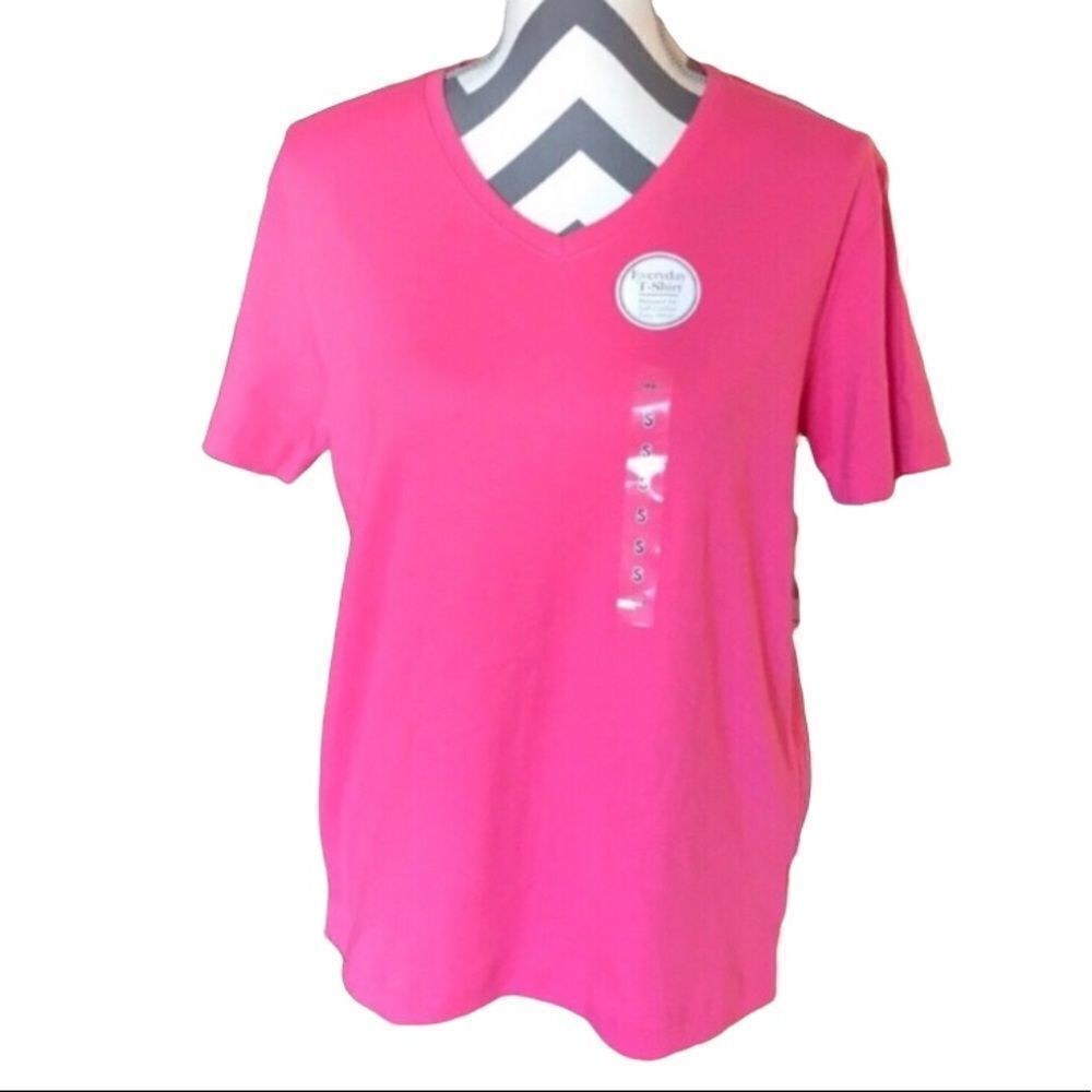 Kim Rogers Everyday SMALL T-Shirt Pink V-Neck Top